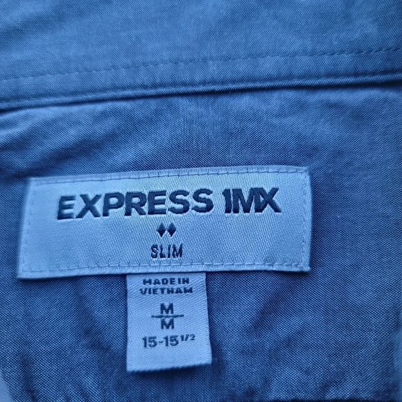 Express 1MX Charcoal Gray Men Long Sleeve Button Shirt Slim Fit M 15-15.5 - Picture 3 of 9